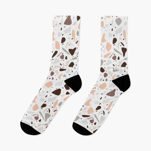 Item preview, Terazzo Dark Brown Peach and Gray on White Pattern designed and sold by Alicia Chee.