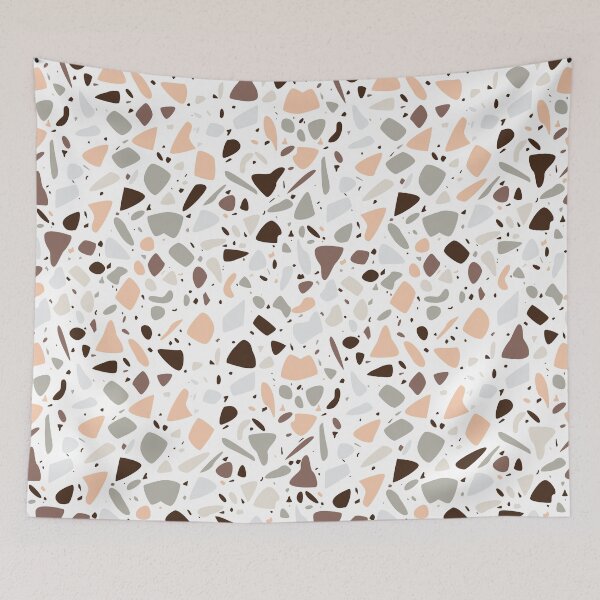 Item preview, Terazzo Dark Brown Peach and Gray on White Pattern designed and sold by Alicia Chee.