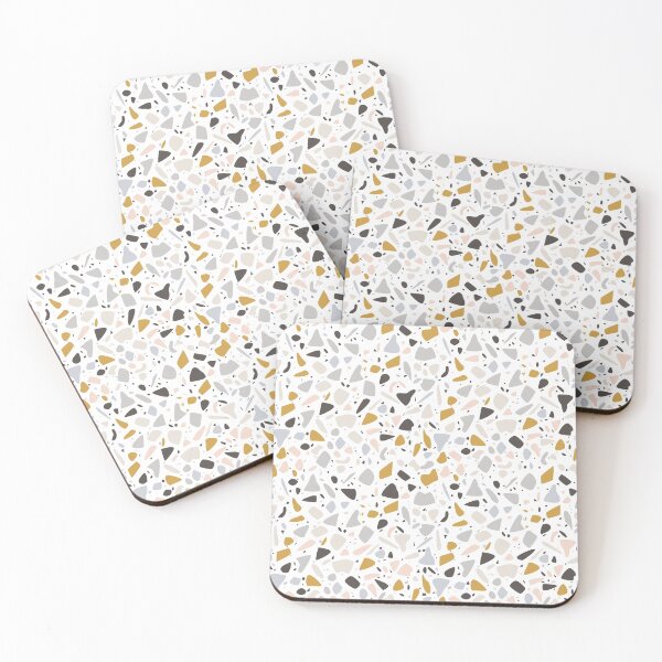 Item preview, Terazzo Dark Gray Mustard and Pale Pink on White Pattern designed and sold by Alicia Chee.