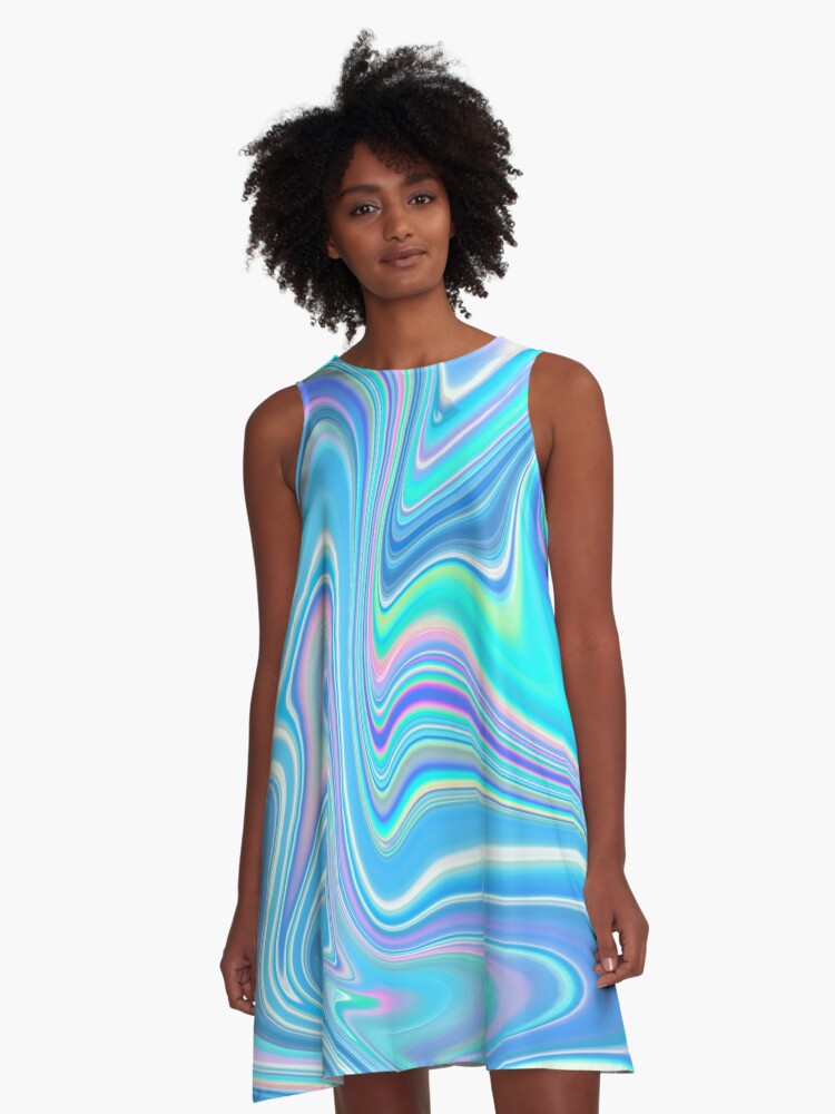 Holographic Blue A Line Dress