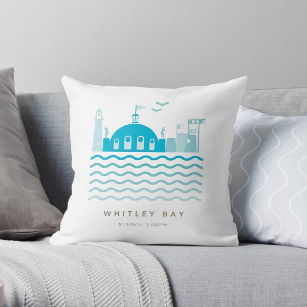 Whitley Bay Coastline Throw Pillow