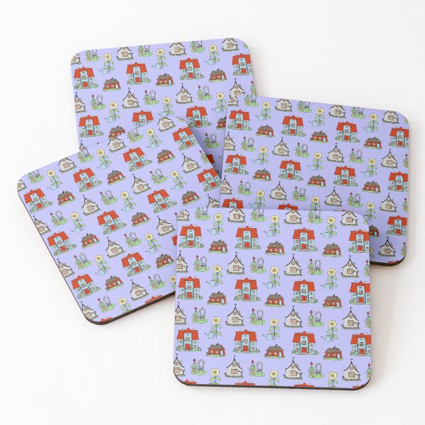 Item preview, Little homes on a violet background designed and sold by Amalus-files.