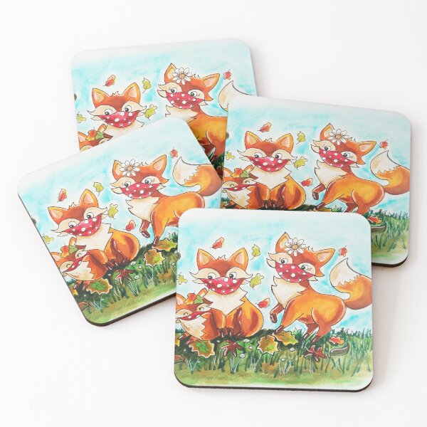 Item preview, Foxes with Facemasks designed and sold by Katy Vaughan.