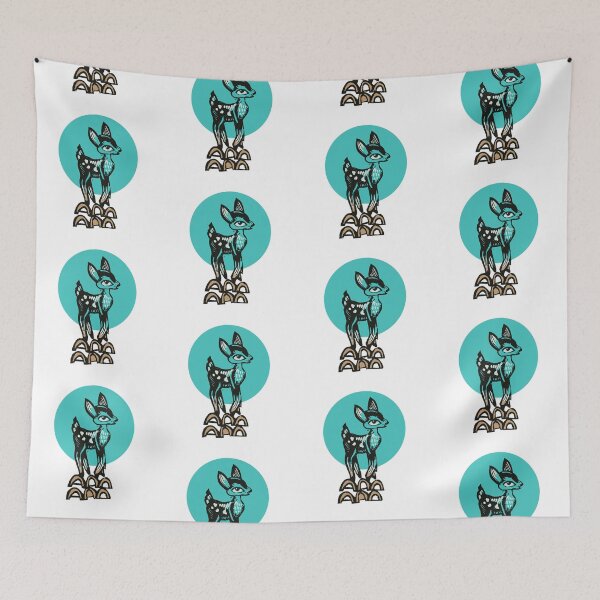 Item preview, cute teal retro deer  designed and sold by sonabeam.