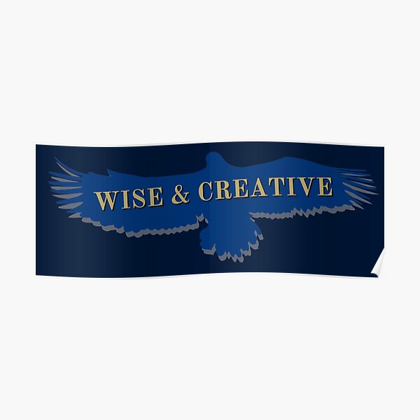 Blue Eagle Raven Flying Wise et créatif Poster