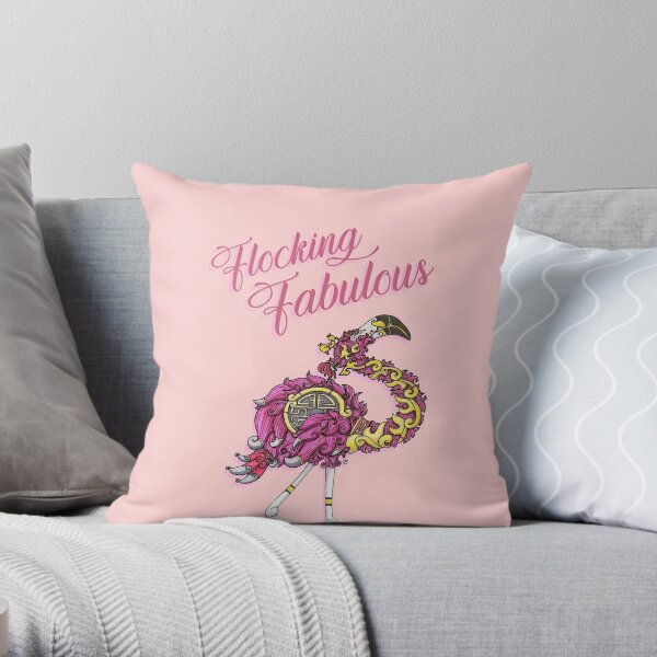 Flocking Fabulous Flamingo Throw Pillow