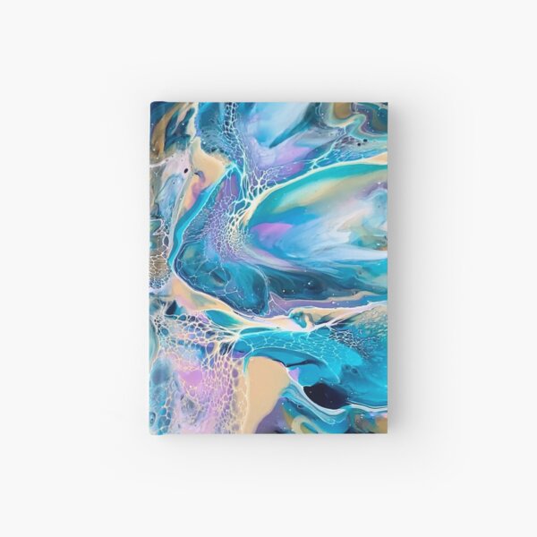 Rainbow 80's inpsired Abstract Fluid Art Painting. Pour Art. Hardcover Journal