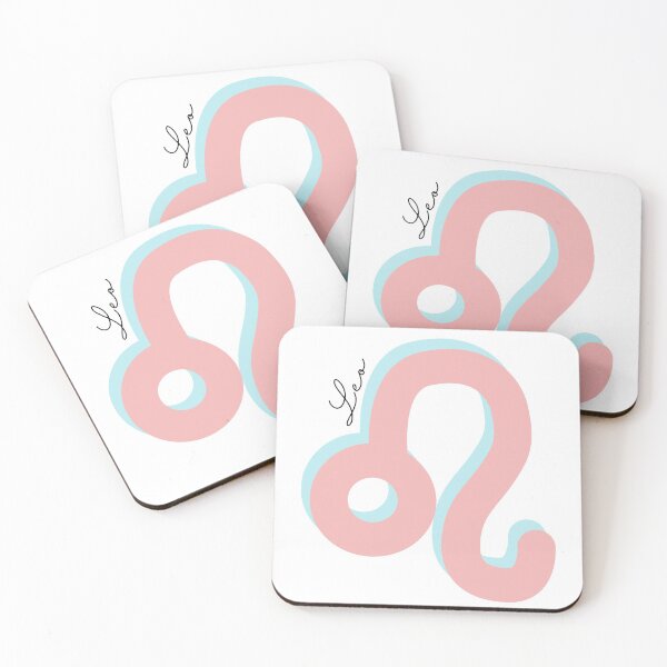Item preview, Minimalist Leo Zodiac sign pastel pink and teal colors with black handwritten text designed and sold by milkasweet.