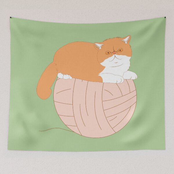 Item preview, Exotic Shorthair Cat and Yarn Ball designed and sold by lulululupaint.