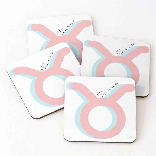 Item preview, Minimalist Taurus Zodiac sign pastel pink and teal colors with black handwritten text designed and sold by milkasweet.