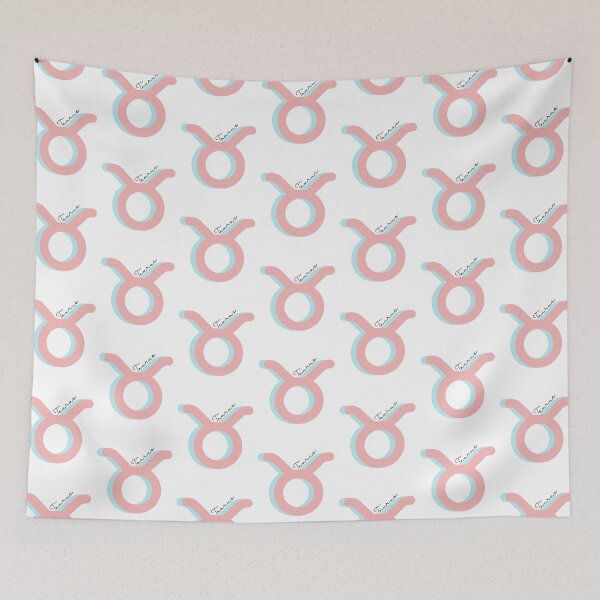 Item preview, Minimalist Taurus Zodiac sign pastel pink and teal colors with black handwritten text designed and sold by milkasweet.