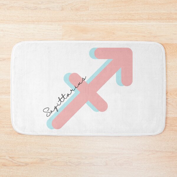 Item preview, Minimalist Sagittarius Zodiac sign pastel pink and teal colors with black handwritten text designed and sold by milkasweet.