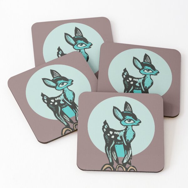 Item preview, teal bambi, cute, vintage deer designed and sold by sonabeam.
