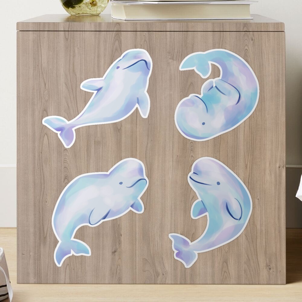 Beluga Whale Swimming Sticker by katdrawsit for iOS & Android