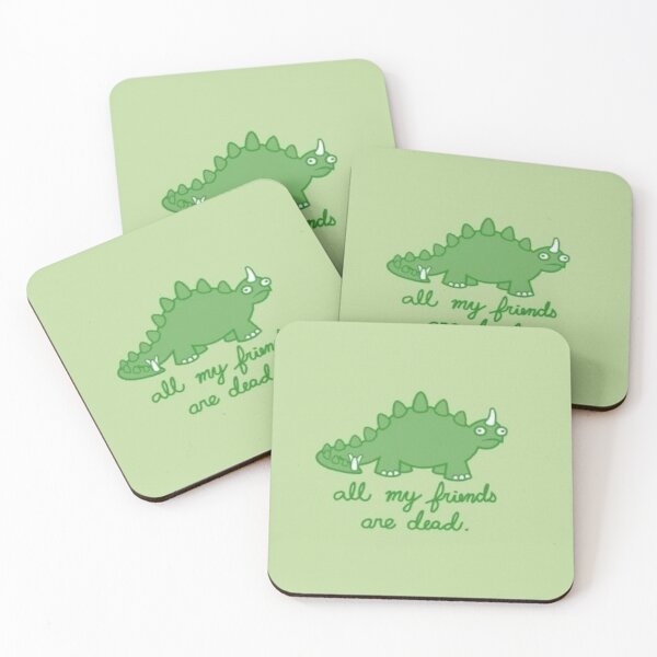 Item preview, "All my friends are dead" dinosaur illustration  designed and sold by Hailee Prewett.