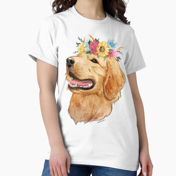 Artikel-Vorschau von Roter Golden Retriever Hund mit Aquarellblumenkrone, designt und verkauft von tylershae.