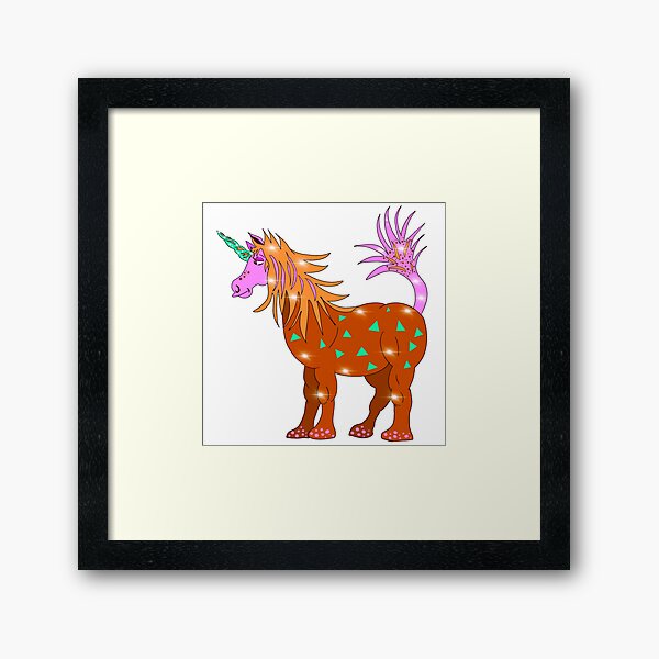 Mystical Magical Unicorn Orange Framed Art Print