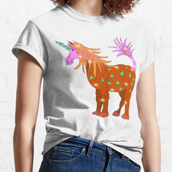 Mystical Magical Unicorn Orange Classic T-Shirt