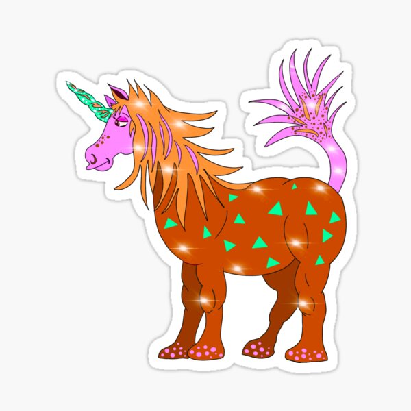 Mystical Magical Unicorn Orange Sticker