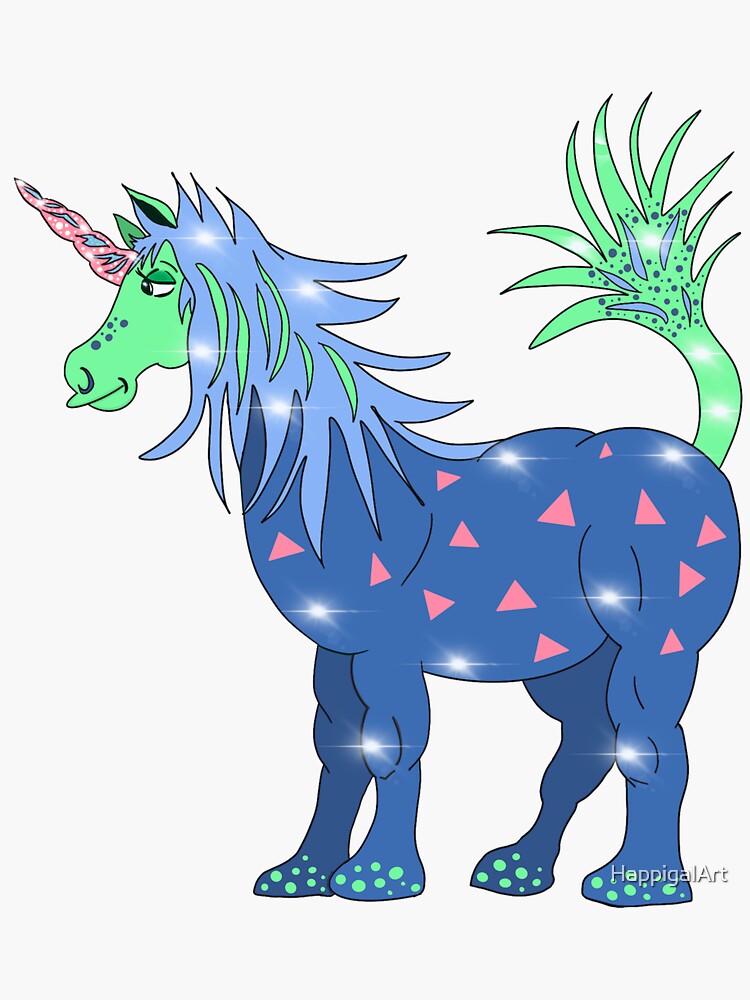 Mystical Magical Unicorn Blue by HappigalArt