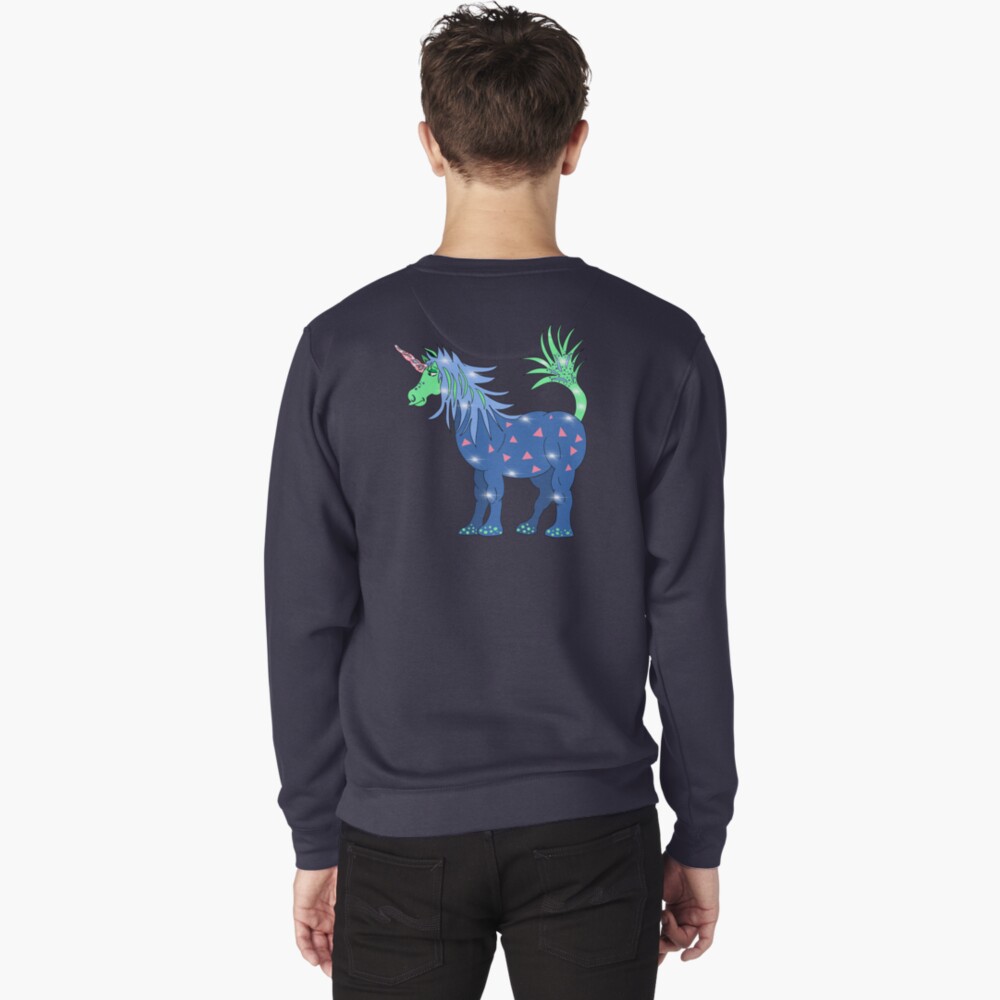 Mystical Magical Unicorn Blue Pullover Sweatshirt