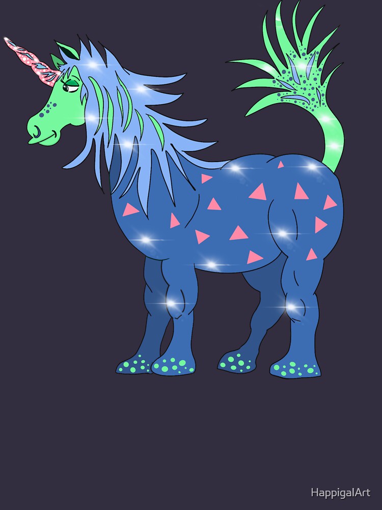 Mystical Magical Unicorn Blue by HappigalArt