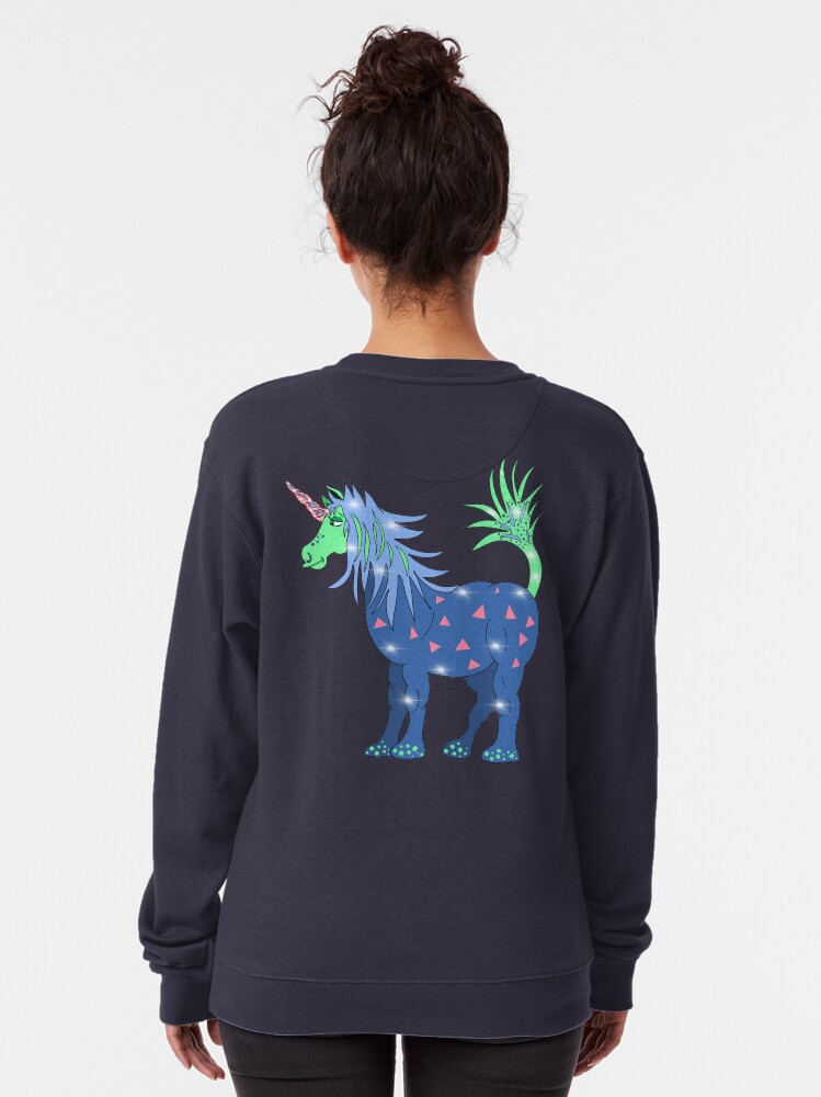 Alternate view of Mystical Magical Unicorn Blue Pullover Sweatshirt