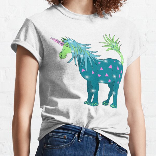 Mystical Magical Unicorn Teal Classic T-Shirt