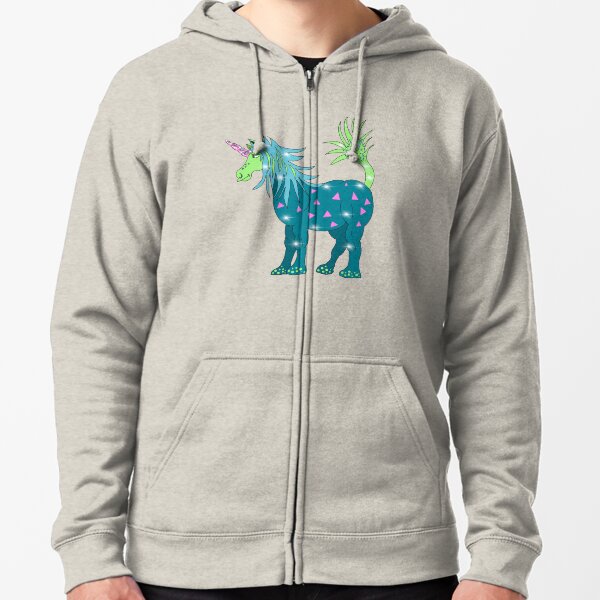 Mystical Magical Unicorn Teal Zipped Hoodie