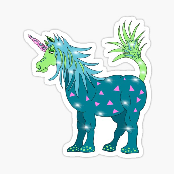 Mystical Magical Unicorn Teal Sticker