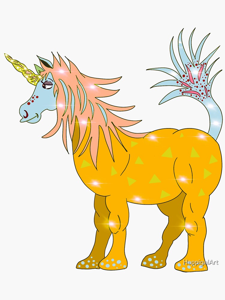 Mystical Magical Unicorn Yellow by HappigalArt