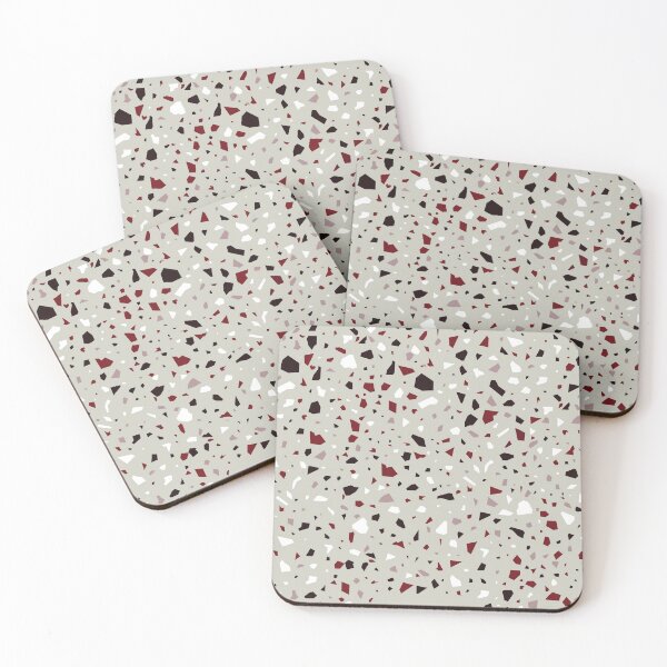 Item preview, Terazzo Dark Maroon Brown and White on Grey Pattern designed and sold by Alicia Chee.