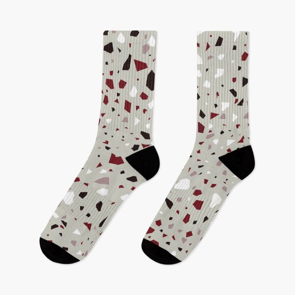 Item preview, Terazzo Dark Maroon Brown and White on Grey Pattern designed and sold by Alicia Chee.