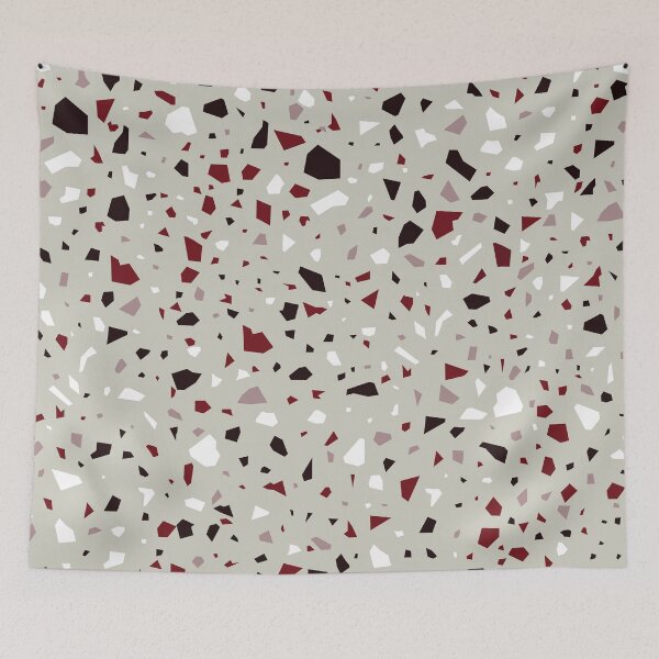 Item preview, Terazzo Dark Maroon Brown and White on Grey Pattern designed and sold by Alicia Chee.