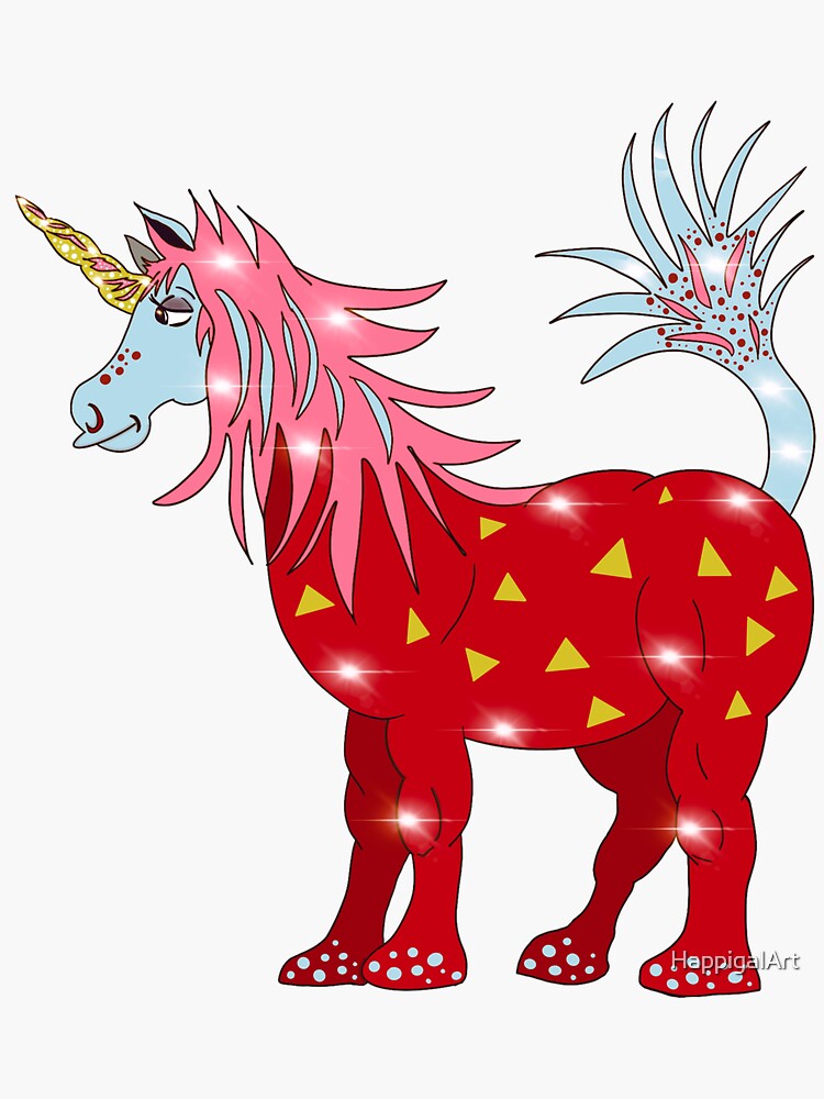 Mystical Magical Unicorn Red by HappigalArt