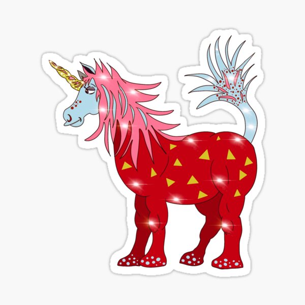 Mystical Magical Unicorn Red Sticker