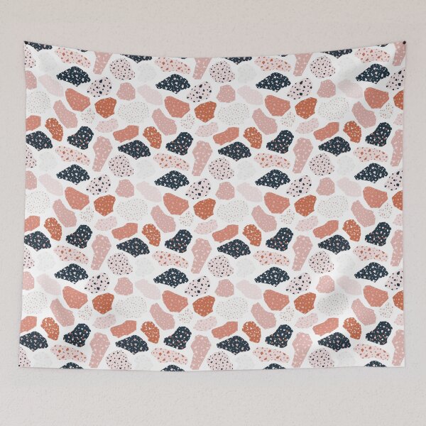 Item preview, Terazzo Dark Blue Orange and Pink on White Pattern designed and sold by Alicia Chee.