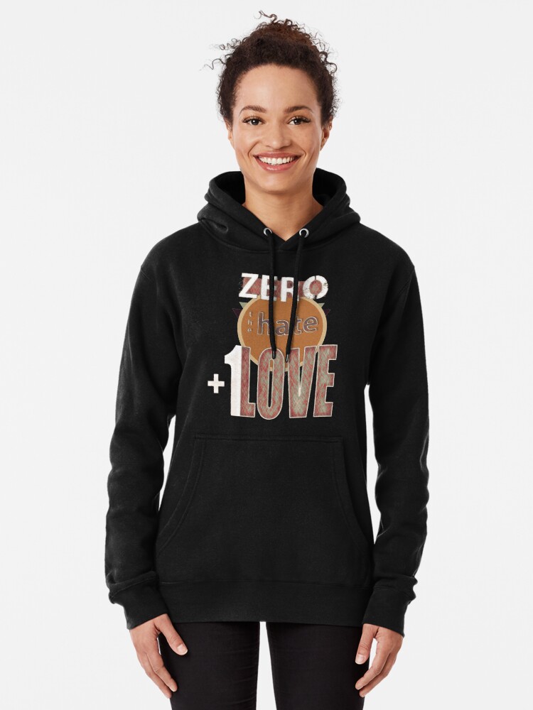 Alternate view of Zero hate +1LOVE retro Pullover Hoodie