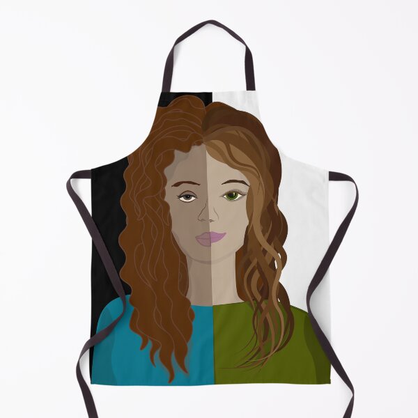 Item preview, Girl half face white, half dark-skinned. Painted portrait of a caucasian on a black and white background designed and sold by Liza-RKS.