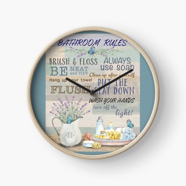 Lavender Bathroom Rules Clock