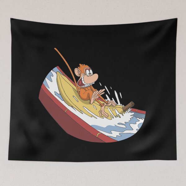 Item preview, Funny monkey in water park on banana slide designed and sold by Monkey Ful.