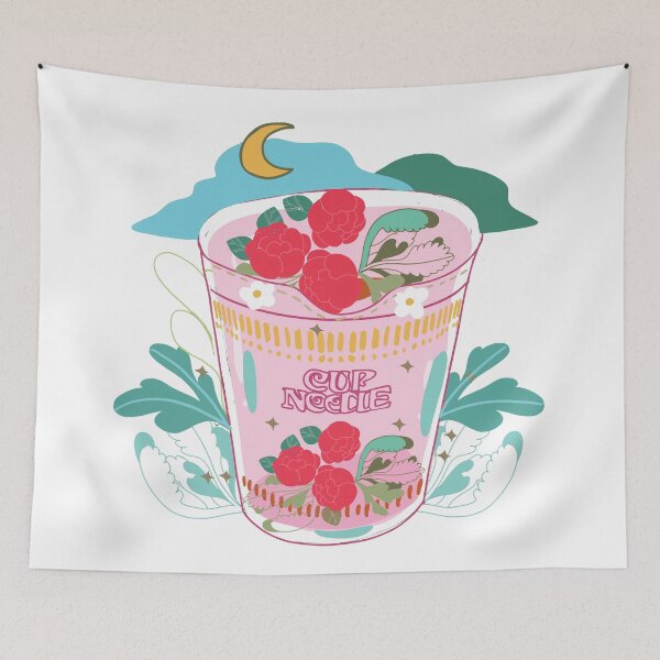 Artikelvorschau, Nissin Ramen Cup Nudel Pfingstrose Blumen Pop Art entworfen und verkauft von DearFawnStudio.