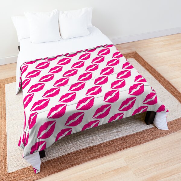 Pink Lips Pattern Print Comforter