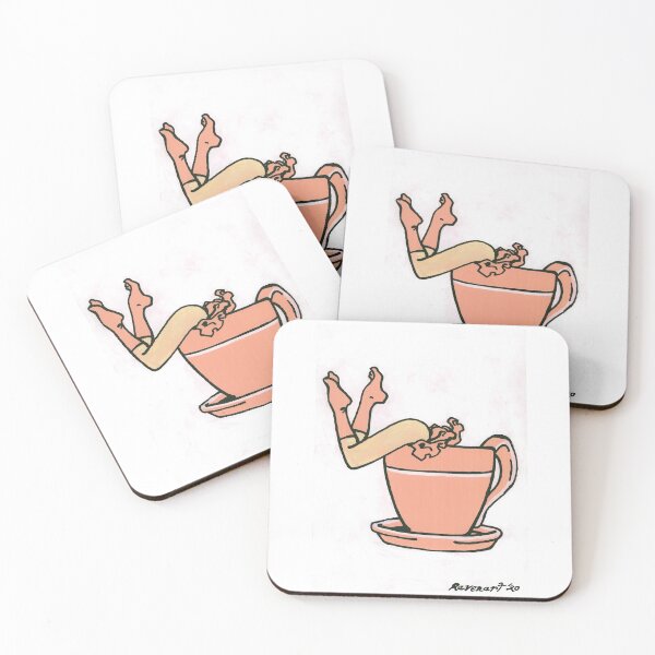 Item preview, Coffee Girl (Peach Tea Cup) by Ravenart designed and sold by DownToLastDrop.