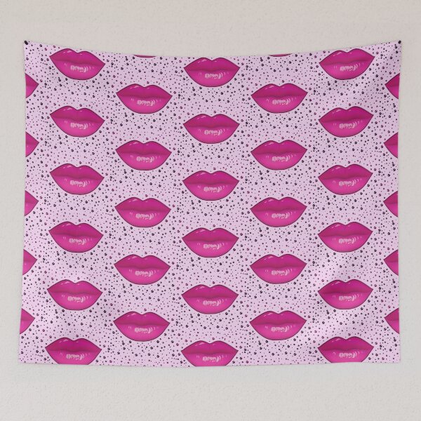 Item preview, Kissable pink lips with lipstick lips designed and sold by GlamourChick.