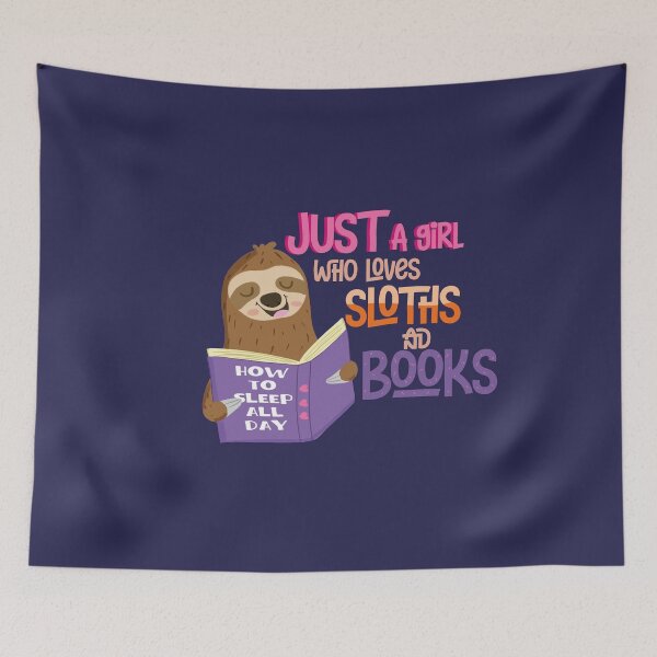 Item preview, Just a Girl who loves Sloths and Books Cartoon designed and sold by tinypurpleland.