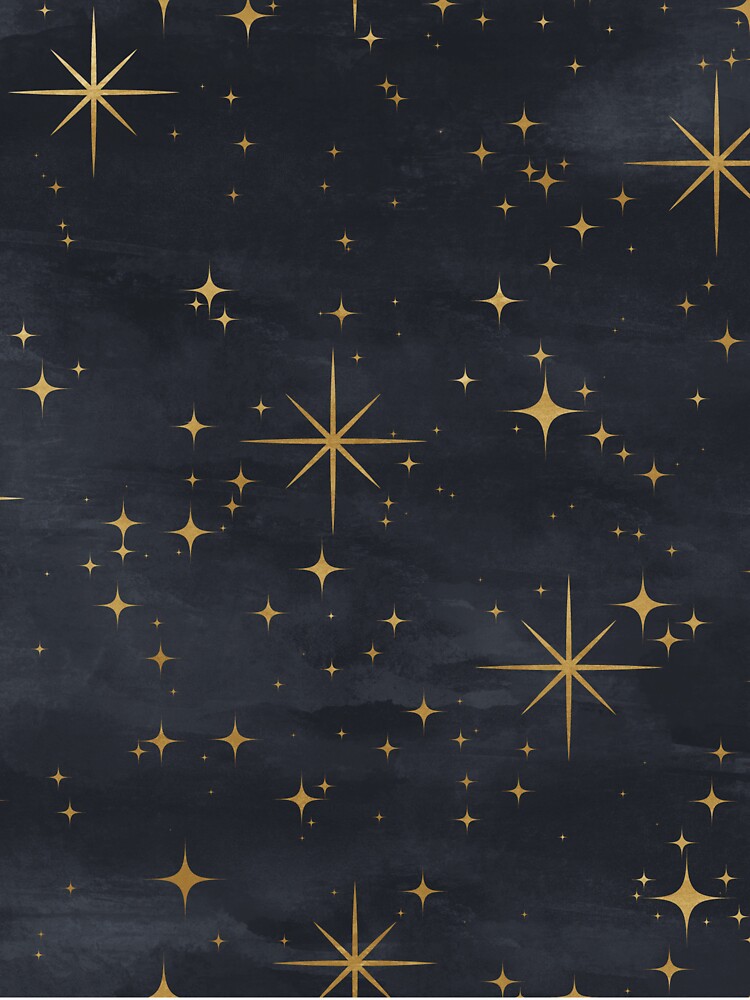 "Seamless Pattern Art Deco Stars Night Sky Metallic Shimmer Outer Space