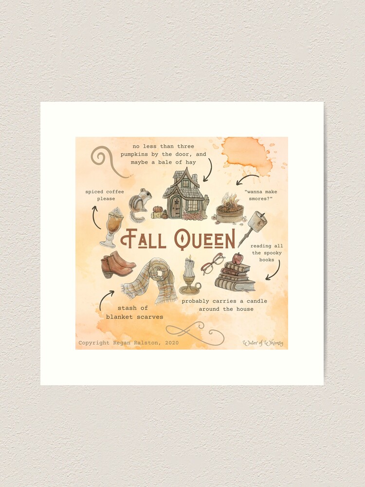 Art Print, Fall Queen Illustration in Watercolor designed and sold by Regan Ralston