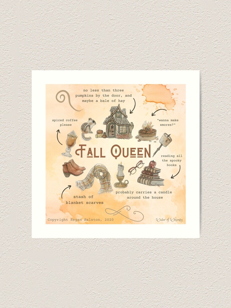 Alternate view of Fall Queen Illustration in Watercolor Art Print