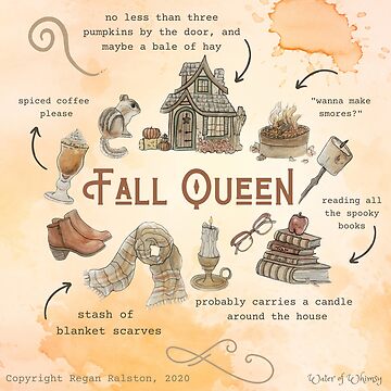 Artwork thumbnail, Fall Queen Illustration in Watercolor by WitchofWhimsy